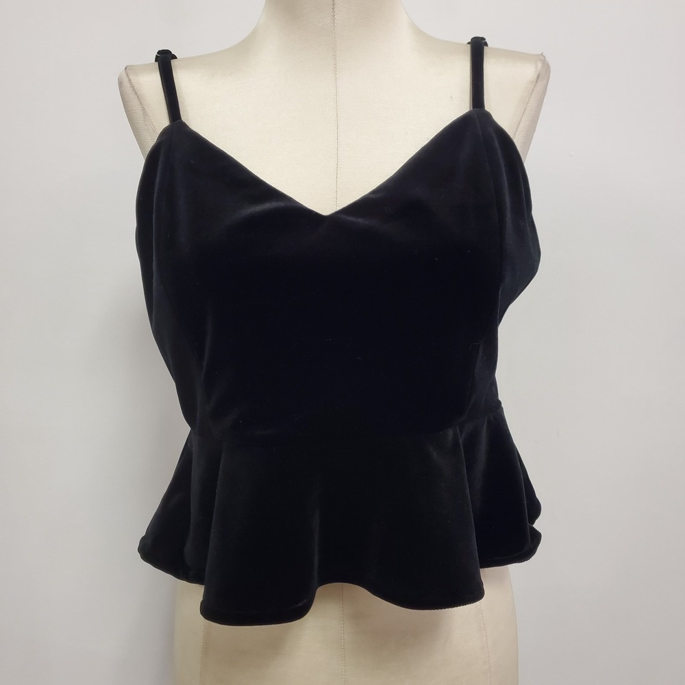 Unbranded‎ Womens Velvet Peplum Fairy Grunge Whimsigoth Tank Size S Black Witchy